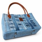 Striped Patchwork Denim Tote Bag