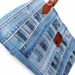 Striped Patchwork Denim Tote Bag