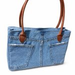 Striped Patchwork Denim Tote Bag