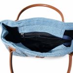 Striped Patchwork Denim Tote Bag