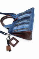 Zipper Denim Tote Bag