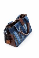 Zipper Denim Tote Bag