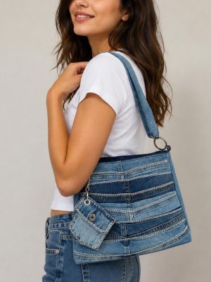 Denim Chain Shoulder Bag