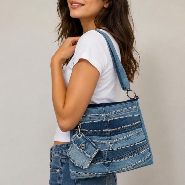 Denim Chain Shoulder Bag