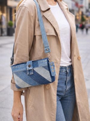 Denim Patchwork Shoulder Bag