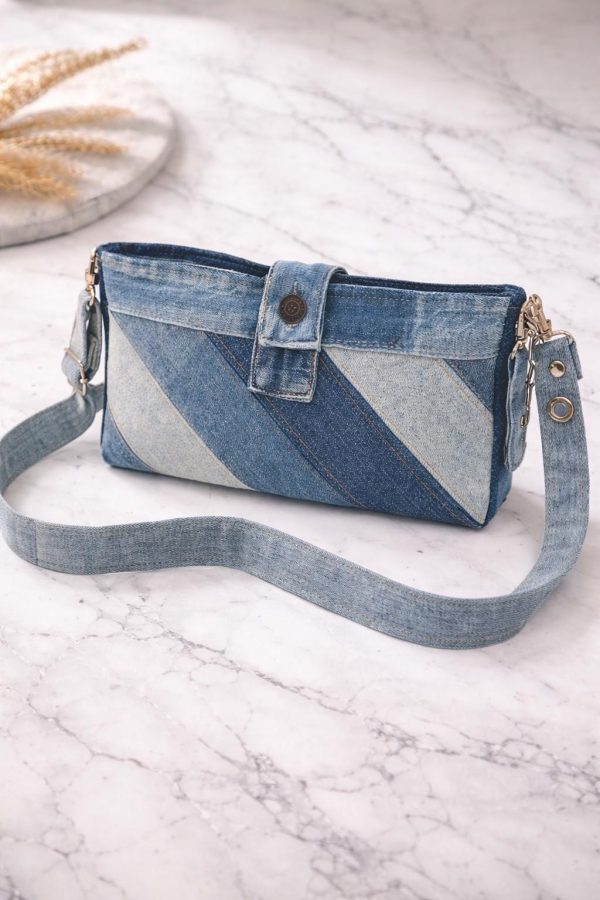 Denim Patchwork Shoulder Bag