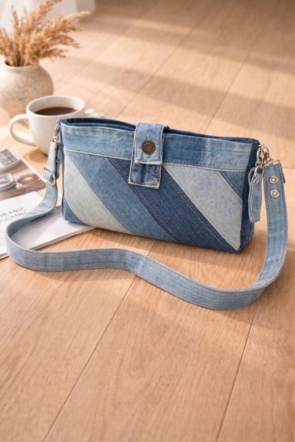 Denim Patchwork Shoulder Bag