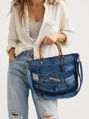 Vintage Denim Pocket Tote Bag