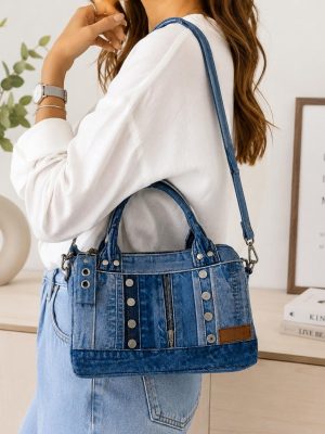 Denim Studded Mini Tote Bag