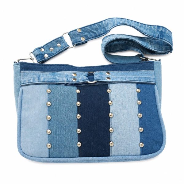 Studded Denim Shoulder Bag