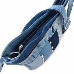 Studded Denim Shoulder Bag