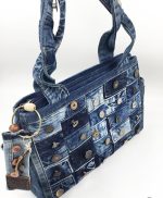 Button Patchwork Denim Tote Bag