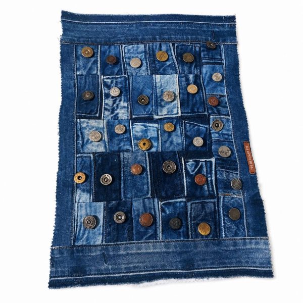 Button Patchwork Denim Tote Bag