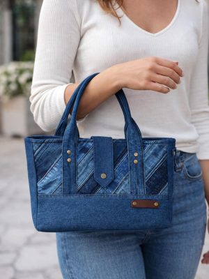 Denim Patchwork Tote Bag