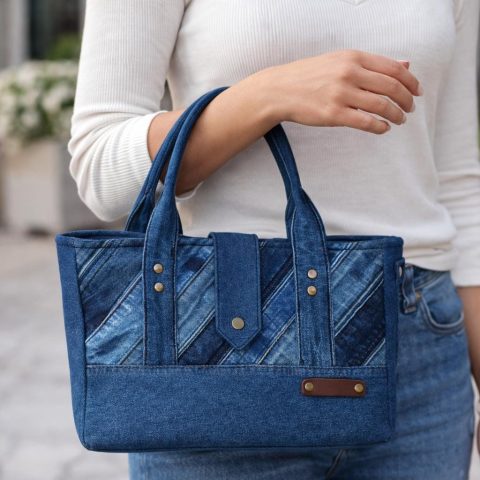Denim Patchwork Tote Bag