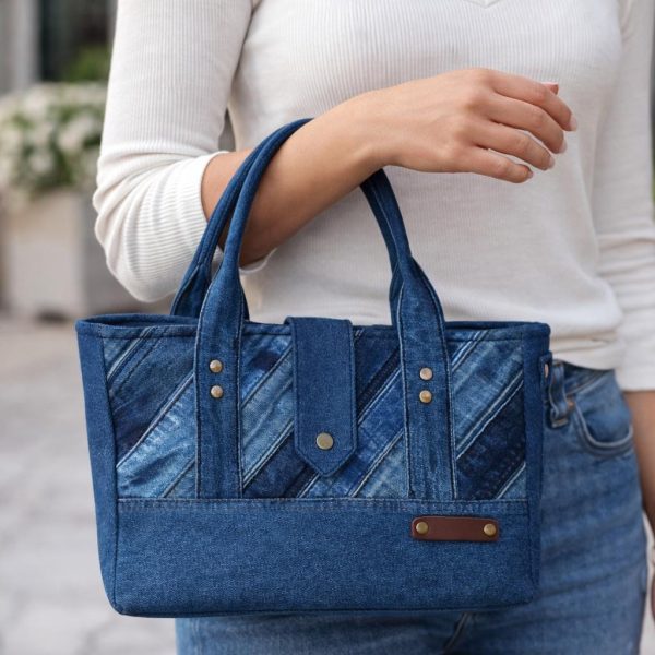 Denim Patchwork Tote Bag