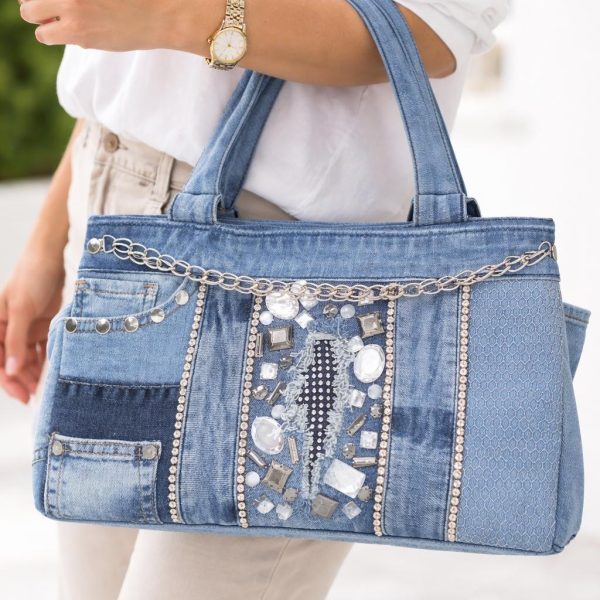 Embellished Denim Tote Bag