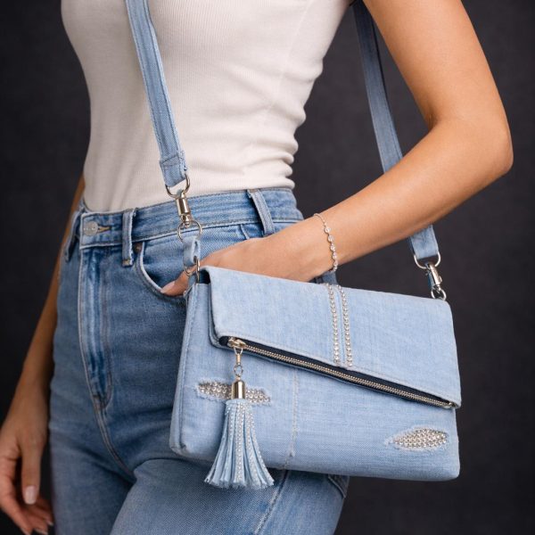 Denim Tassel Crossbody Bag