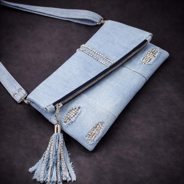 Denim Tassel Crossbody Bag
